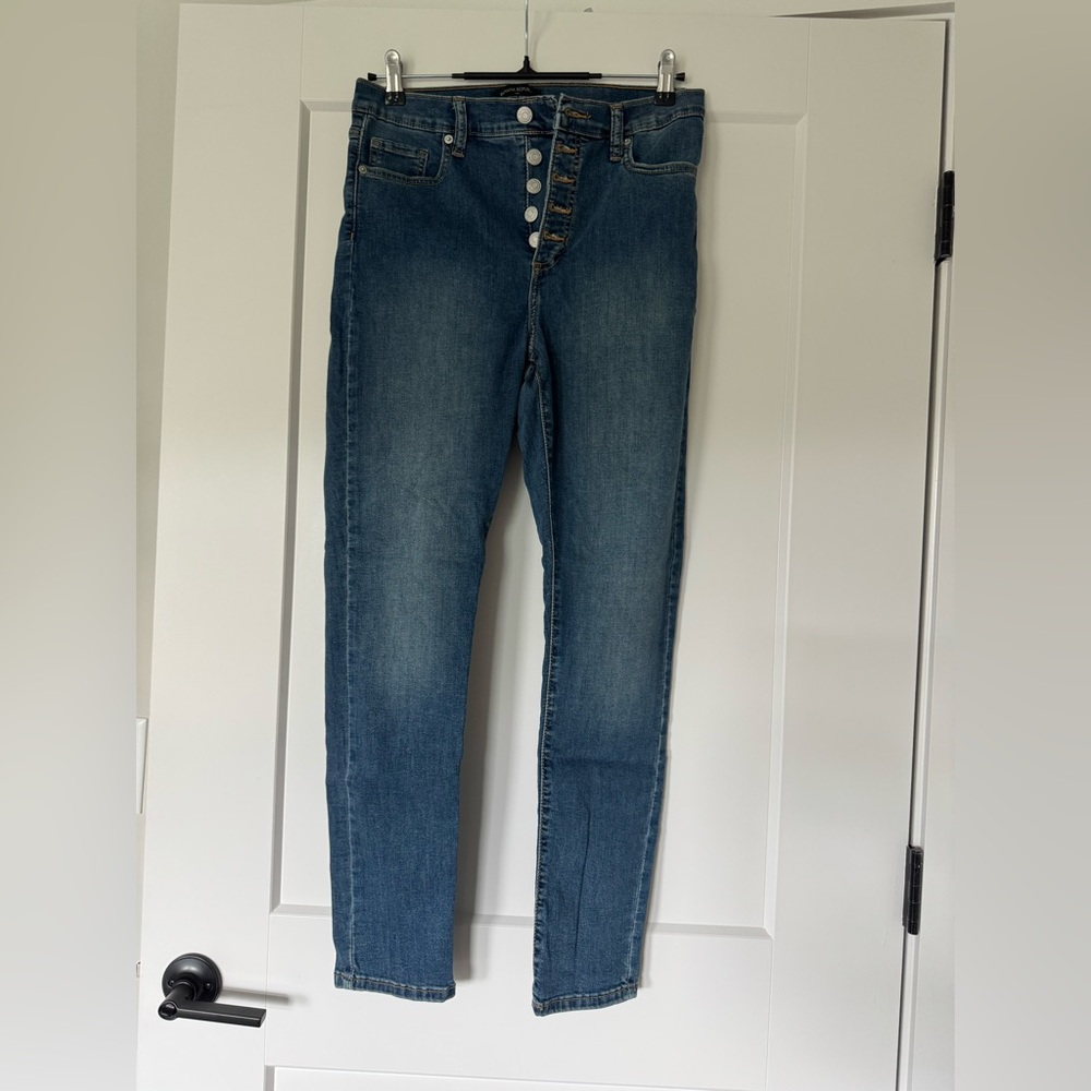 Banana Republic High Rise Skinny Blue Jeans Button-Front Size 29/8